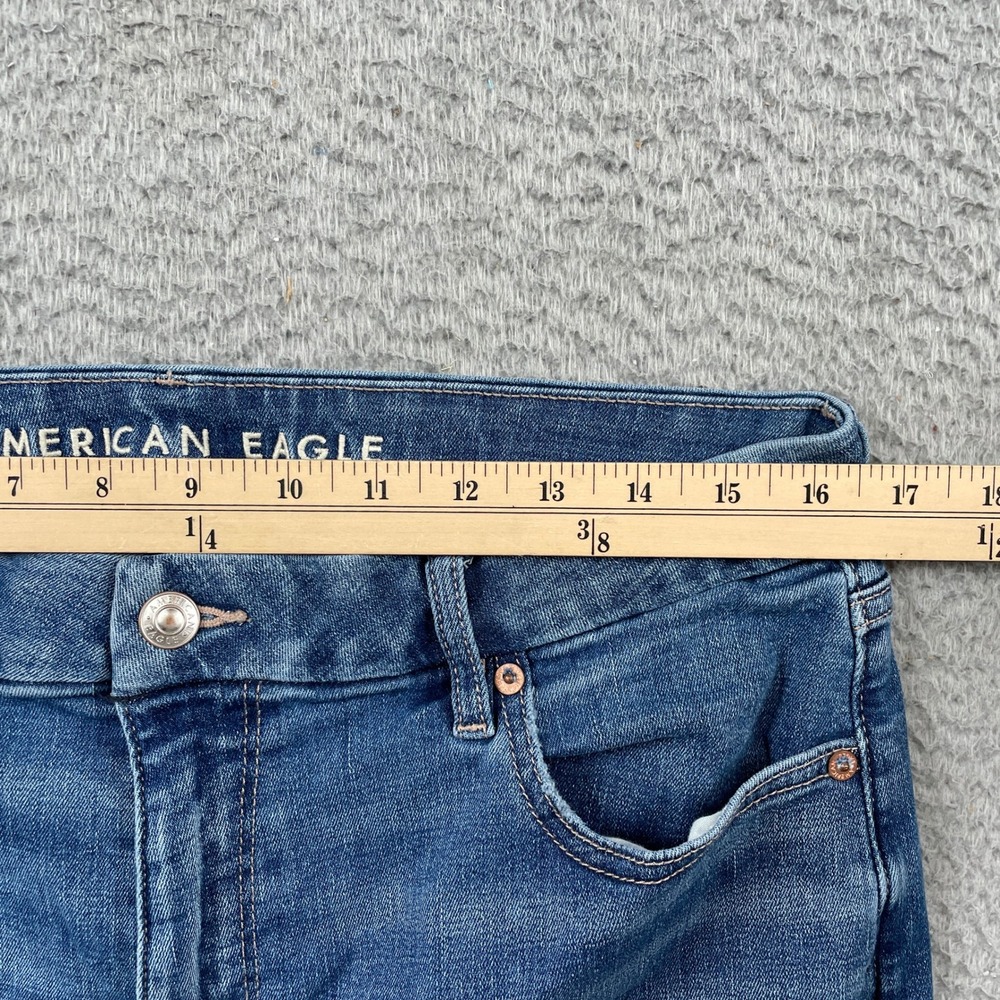 American Eagle Jeans Womens 16 Short Blue Curvy Super High-Rise Flare Stretch - Picture 7 of 10